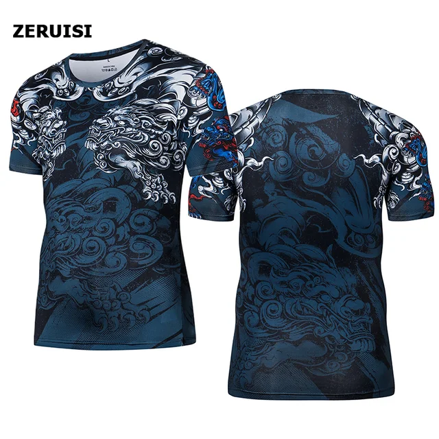 Fashion Summer Men 3d Compression T-shirt Streetwear Hip Hop Running Sport Gym Mens Clothing T Shirt Men Tops & Tee