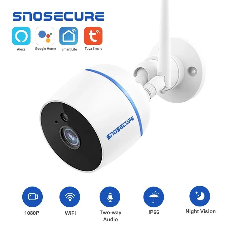 SNOSECURE Tuya Smart life IP Camera Wifi Outdoor Waterproof Wireless 1080P Night Vision Surveillance Cam CCTV Onvif Compatible