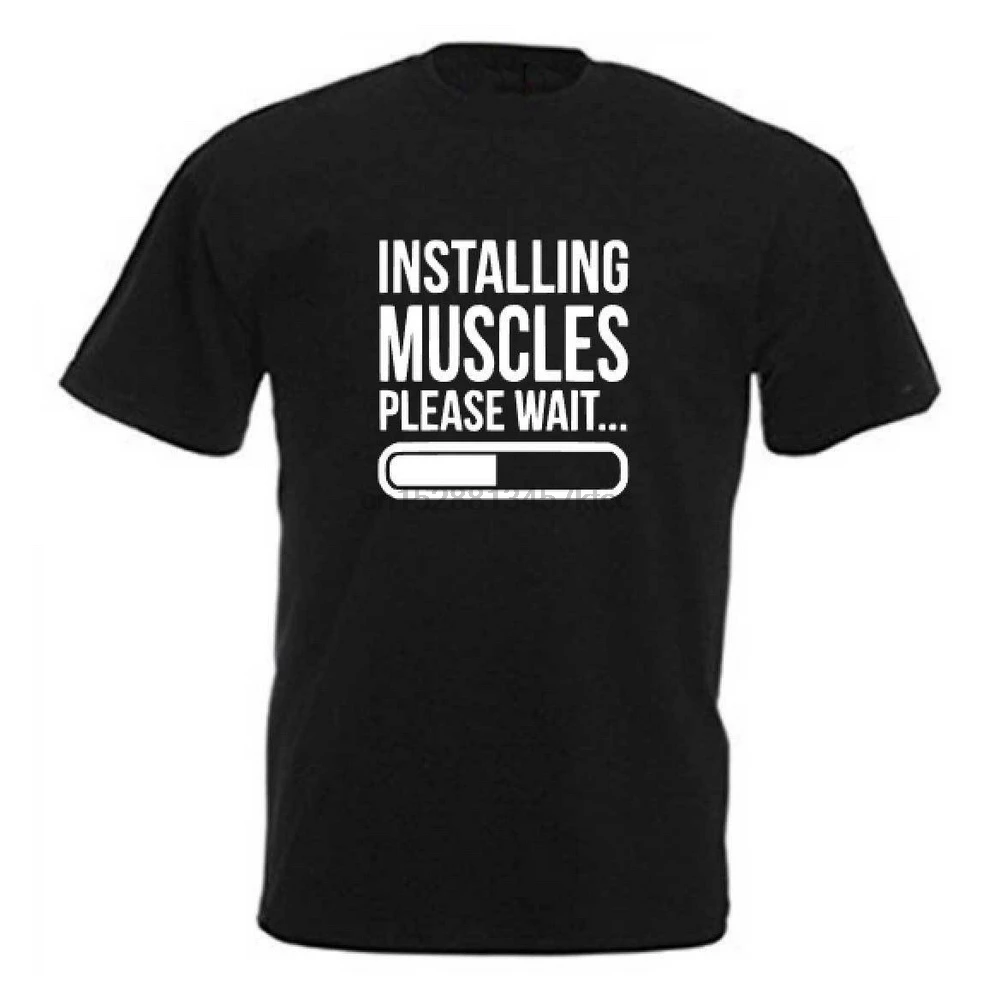 Установка мышцы пожалуйста подождите Мужская футболка-Фитнес тренажерный зал