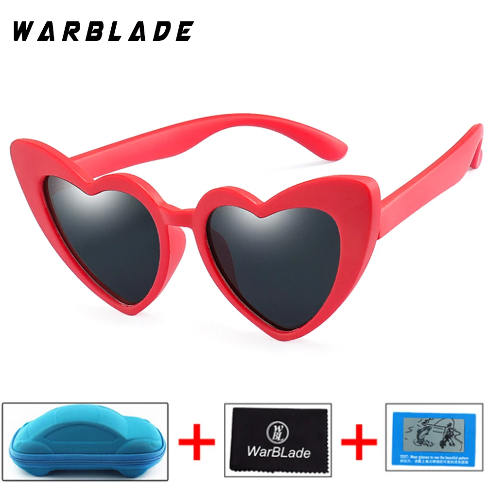 WarBLade Симпатичные Любовь Сердце очки детские для мальчиков и девочек Солнцезащитные очки Гибкая мягкая резина очки детские солнцезащитные затененные очки - Цвет линз: red gray B