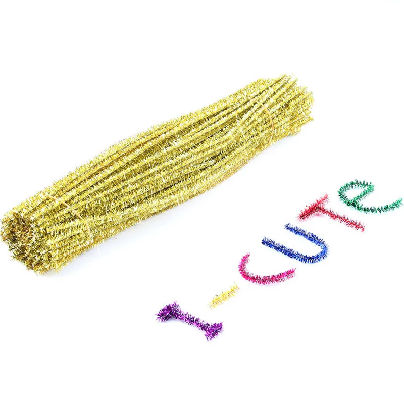 50/100pcs Glitter Chenille Stems Pipe Cleaners Plush Tinsel Stems
