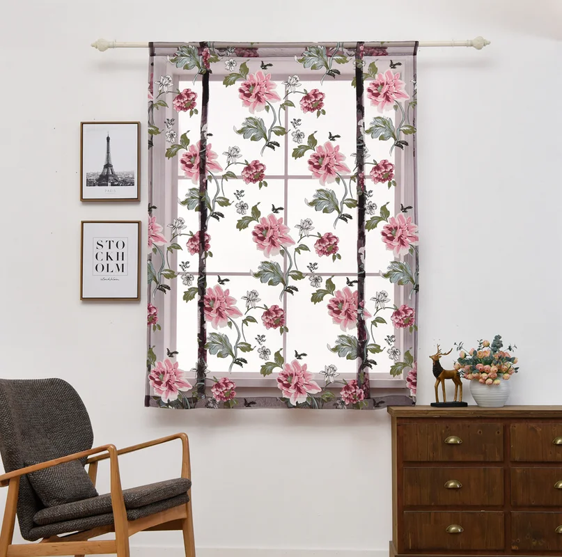 Римские короткие занавески s фиолетовые цветочные для спальни кухни гостиной