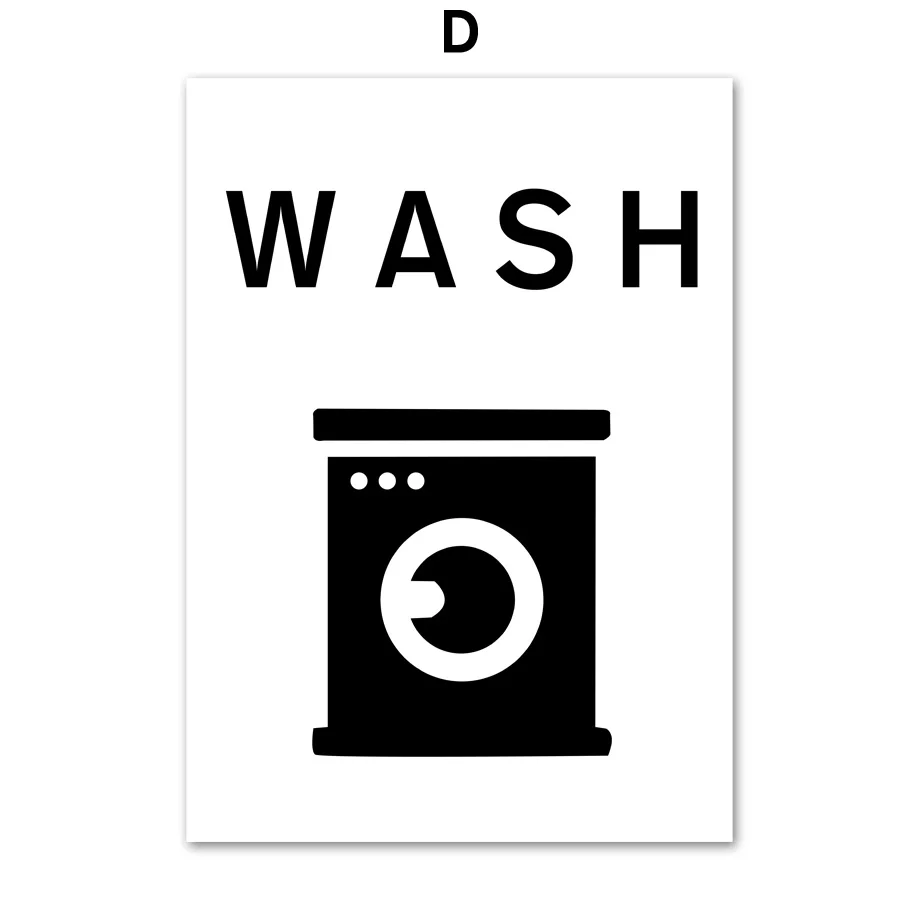 Wash-Dry-Fold-Iron-Laundry-Sign-Black-White-Wall-Art-Canvas-Painting-Nordic-Posters-And-Prints (6)