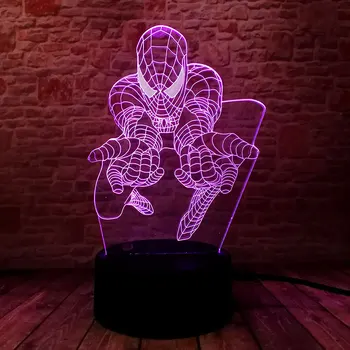 

Flashing 3D Illusion Led Lamp Colorful Nightlight Flash Lighting Avangers Marvel Spiderman Figuras Toys