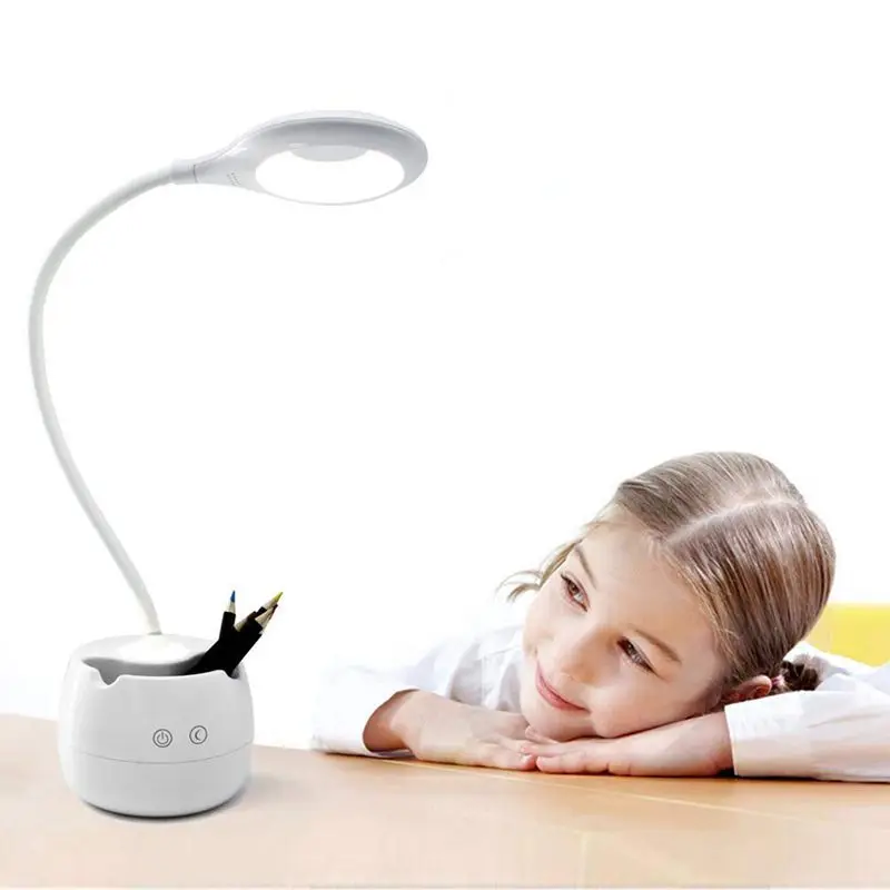 

Led Desk Lamp For Kids,Dimmable Eye Care Study Book Light With Pen Holder/Night Light/Usb Charging Port For Girls Boys Reading L