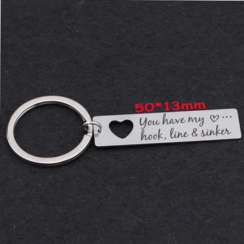 

Hollow Heart Keychain Hand Stamped You Have My Heart Hook Line & Sinker For Valentines Exclusive Gift Fashion Key Ring Tag