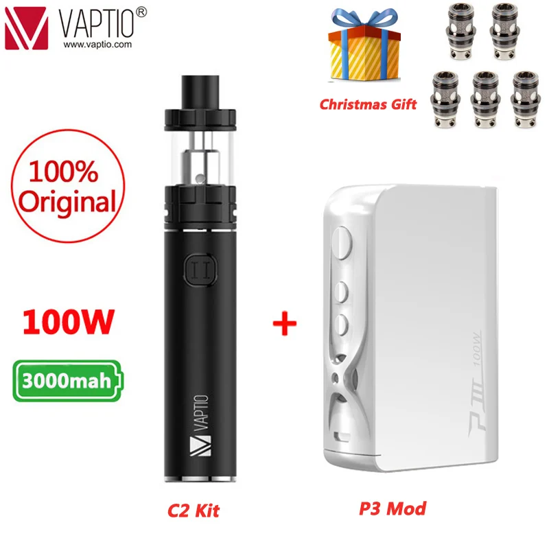 UK SHIPPING!! 100% Original Vaptio C-II Starter Kit 3000mAh and Long-last Battery 25mm Vaporizador Electronic Cigarette Vape Pen