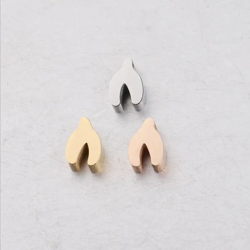 20 шт./лот зеркальные полированные бусины из нержавеющей стали Lucky Wish Bone маленькие