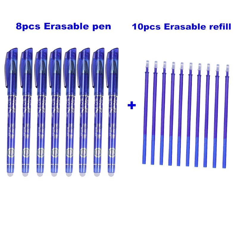 

18Pcs/Set Erasable Gel Pen 0.5mm Pen Refills Rod Blue Black Ink Washable Handle for Stationery Office School Writing