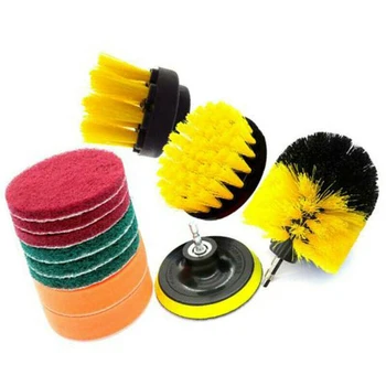 

12pcs/set 1/4" Shank Drill Brush Attachment Set Power Scrubber Cleaning Kit Combo Tub Clean Scouring Pad