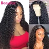 Malaysian Water Wave Lace Front Human Hair Wigs Pre Plucked Curly Human Hair Lace Front Wigs 13x4 Natural Hairline Beaufox Remy 5