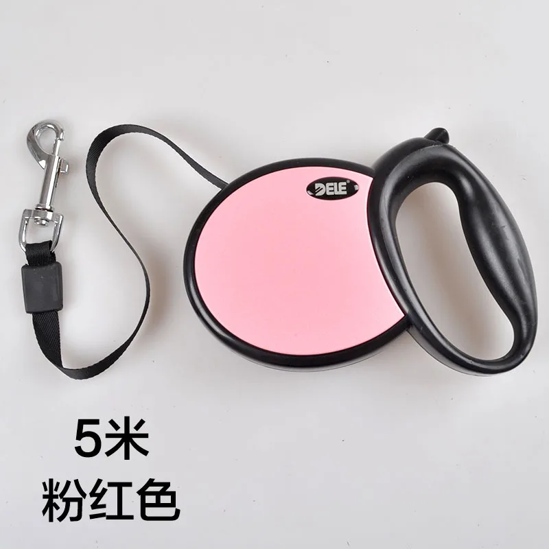 Товары для собак Dele 5 м Авто регулируемые поводки поводок Тяговый канат товары - Цвет: Pink