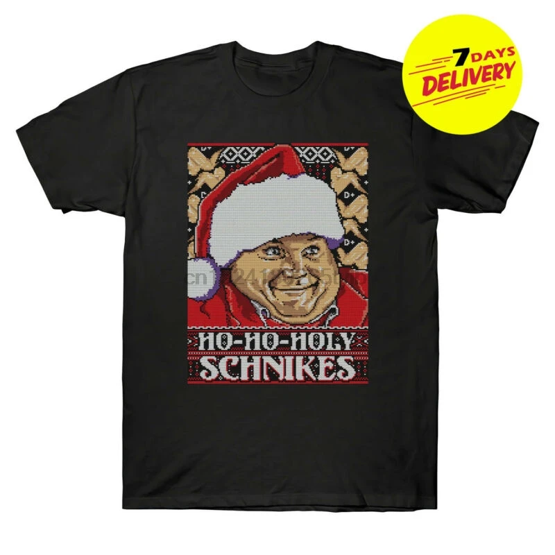 Chris Farley Santa Ho Holy Schnikes Christmas Men Black T Shirt Full Size |