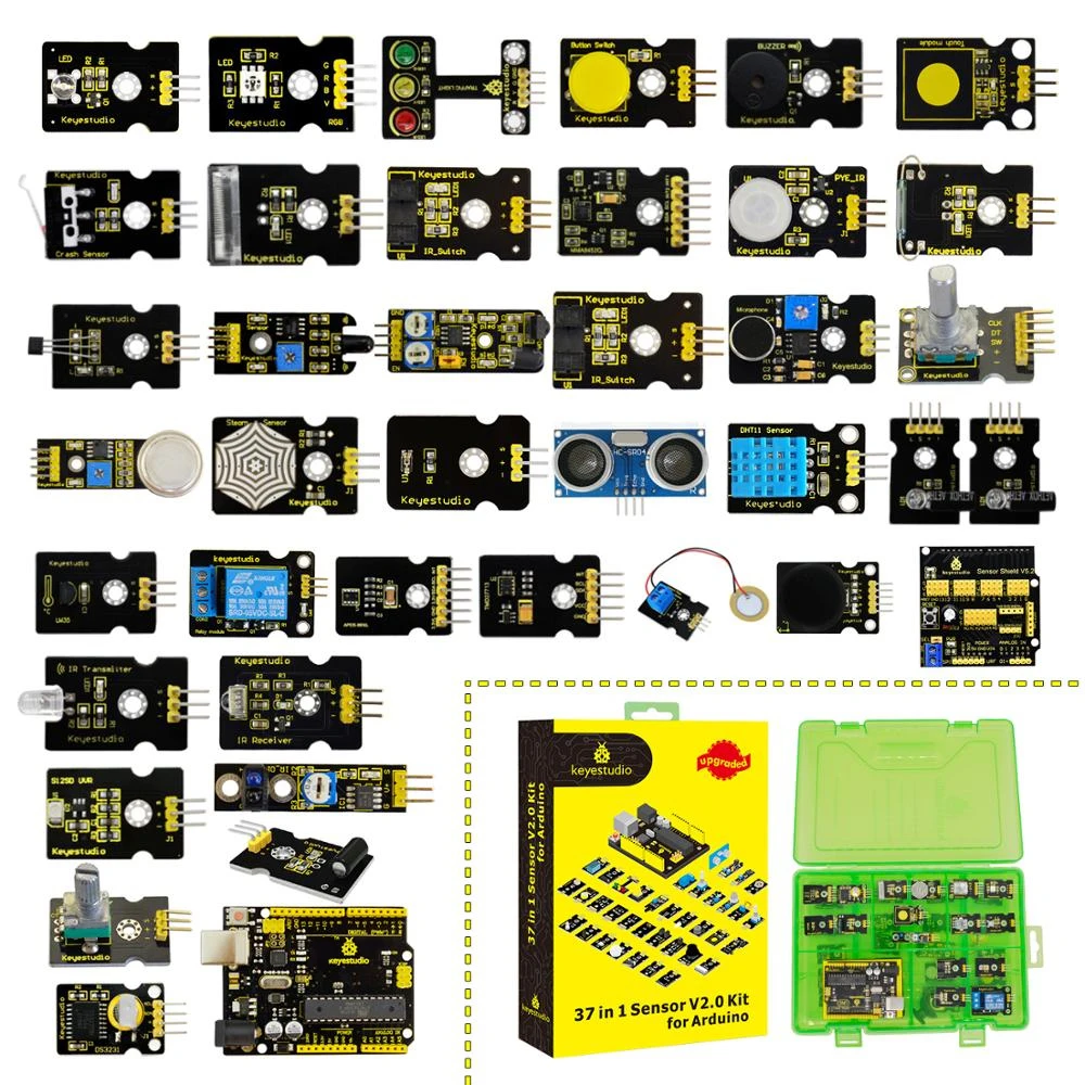 Новинка 2020! Keyestudio новый сенсорный стартовый комплект V2.0 37 в 1 коробка для Arduino UNO