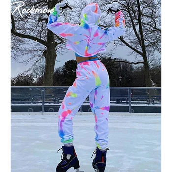 

Rockmore Tie Dye Printed Pencil Pants Loose Sweat Pants For Women Summer Trousers Womens Sweatpants Baggy High Waisted Joggers