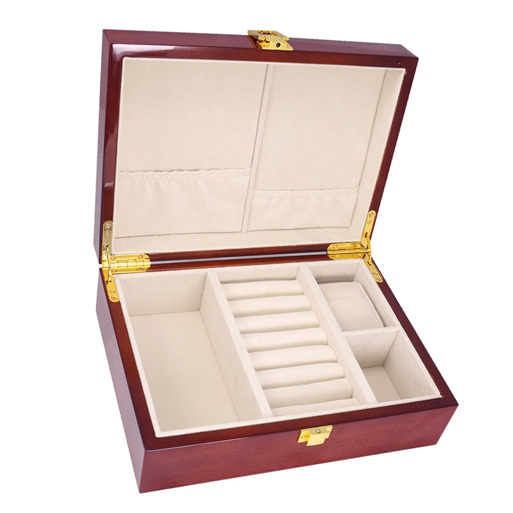 Wood Luxury Cufflinks Case Wooden Jewellery Box Rectangle Painted Jewelry Packaging For Men 