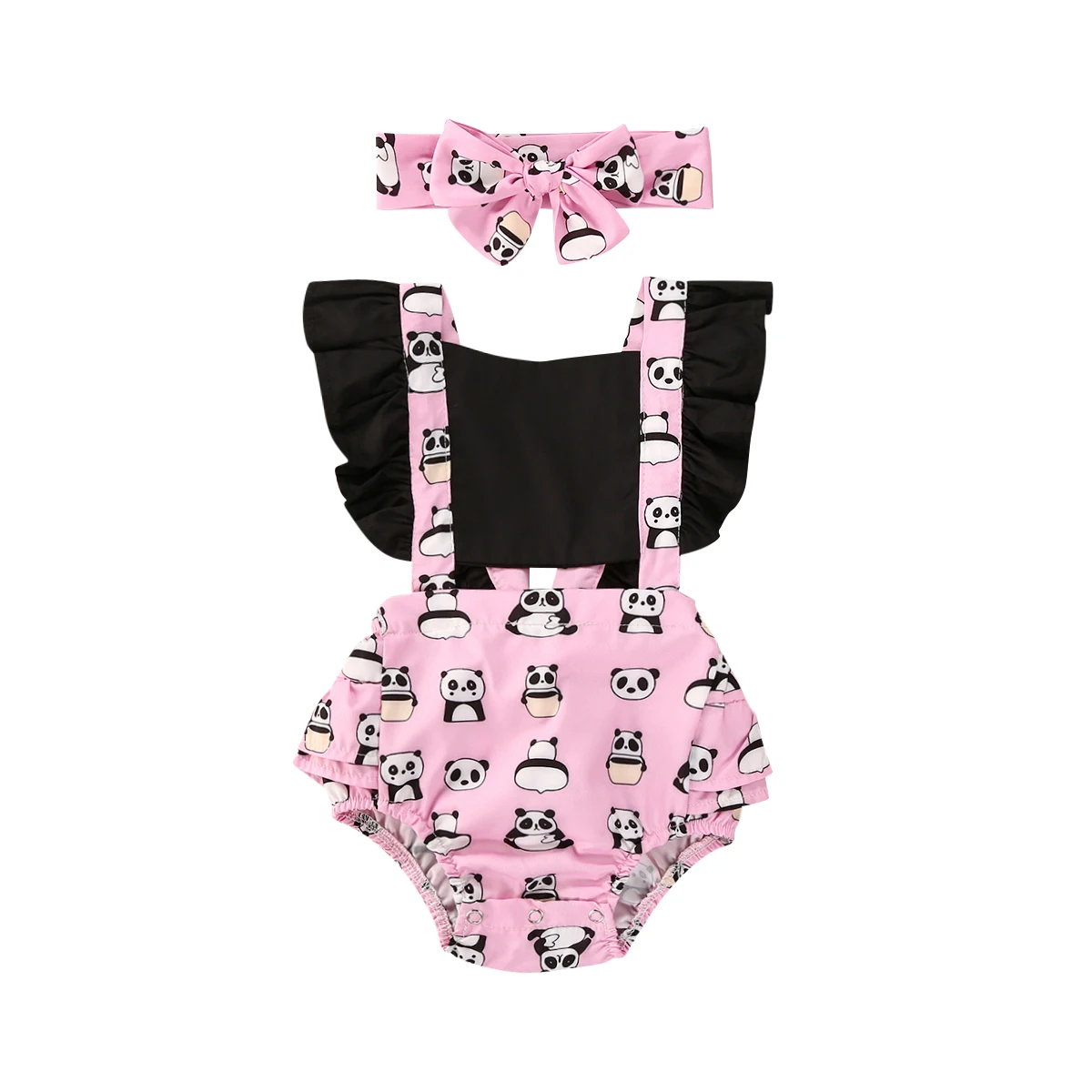 

Baby Summer Clothing Newly Toddler Baby Girls Bodysuits Headband 2pcs Sets Animal Print Ruffles Short Sleeve Jumpsuits Outfits
