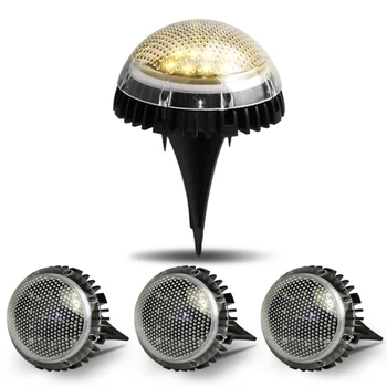 

4PCS Outdoor Solar Ground Lights Walkway Lights Waterproof 8 LED Disk Light For Yard Deck Lawn Patio Driveway Warm /White Light