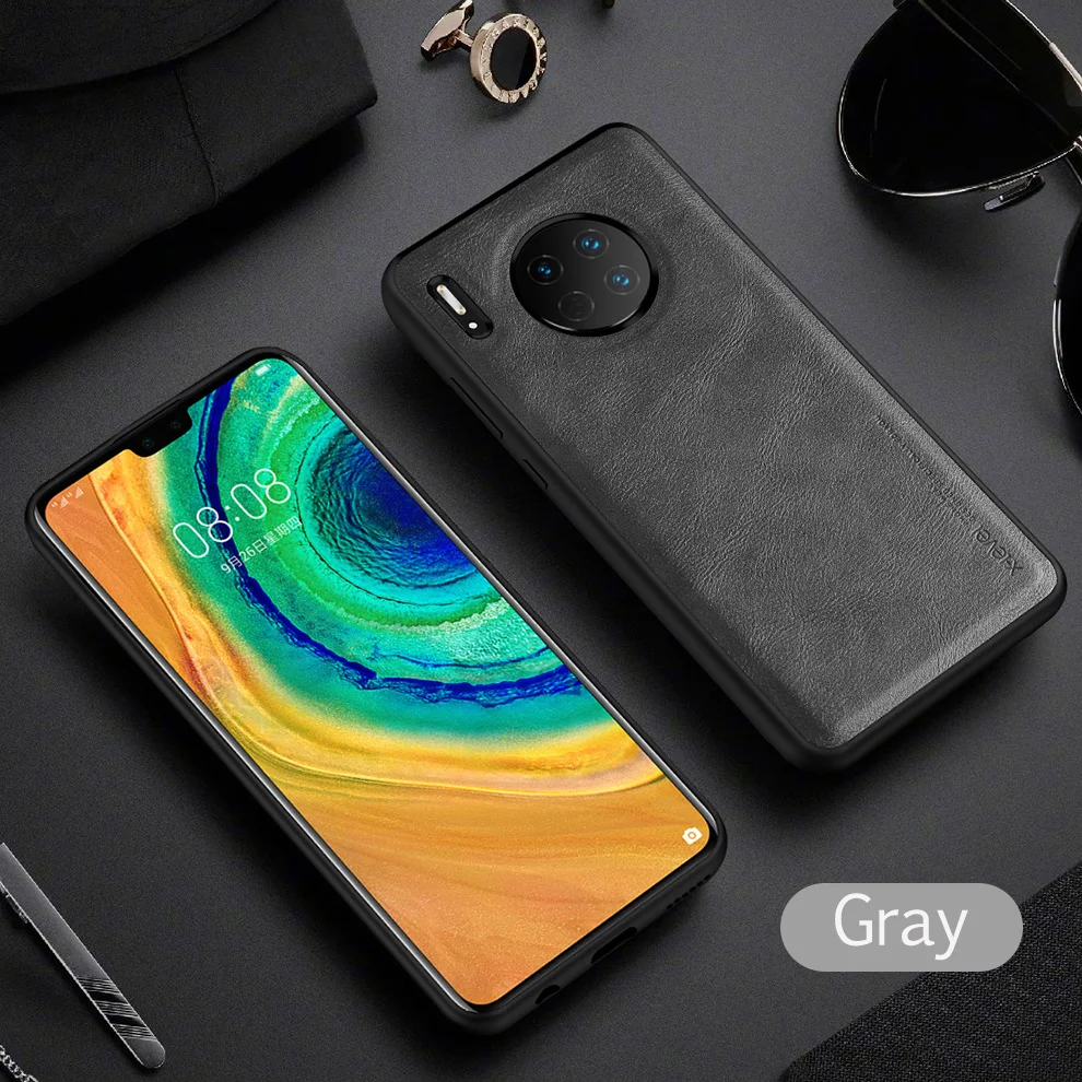 X-level ретро кожаный чехол для huawei Mate30 мягкий силиконовый край задняя крышка телефона для huawei Mate30 Pro Coque - Цвет: Серый