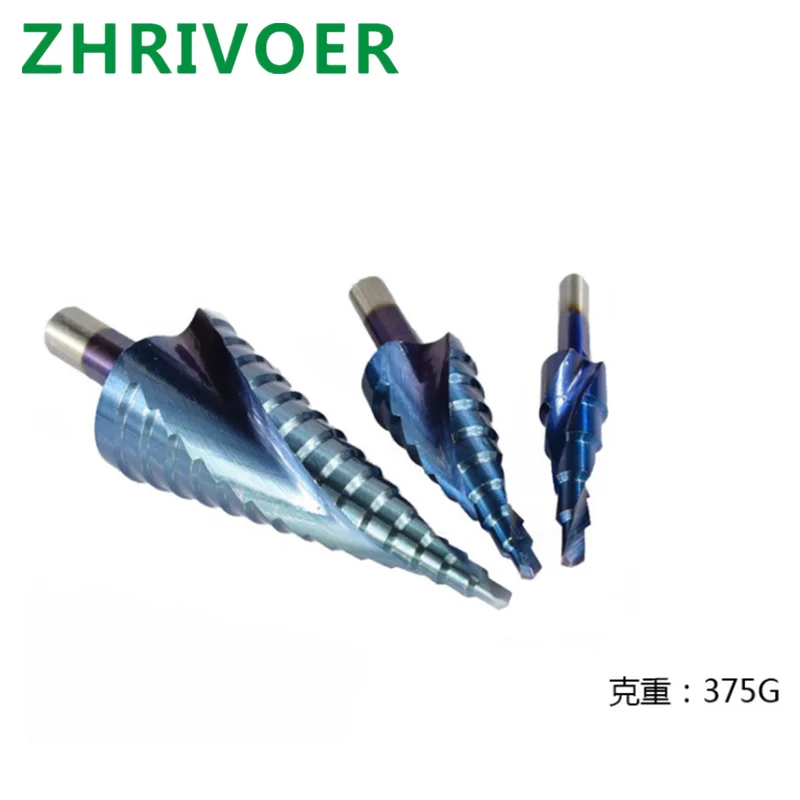 

Blue nano coating triangular handle spiral groove 3-piece pagoda drill reaming step drill 4-12mm20mm