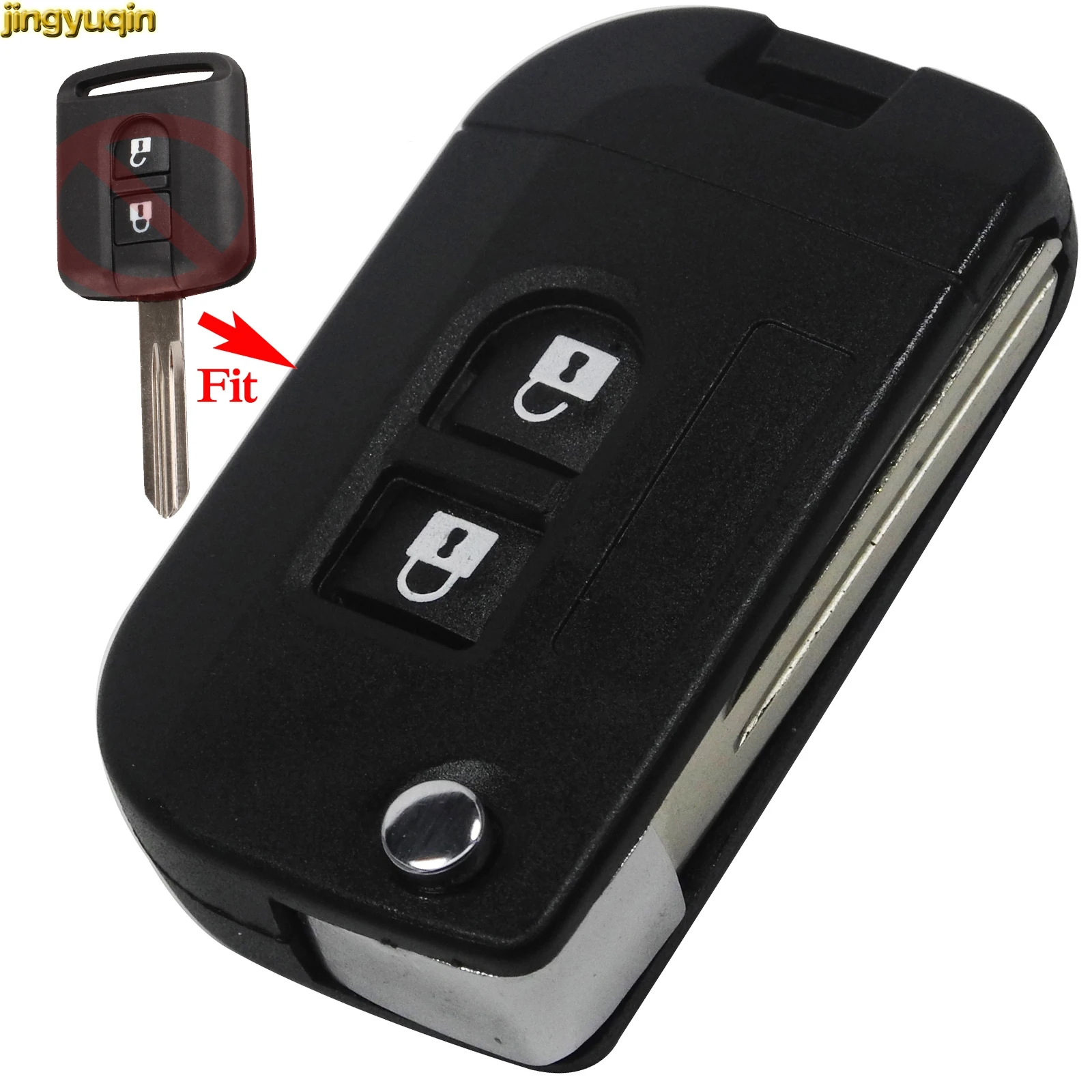 Jingyuqin 10 шт. дистанционный Автомобильный ключ для Nissan Qashqai Micra Navara Almera Note 2 кнопки