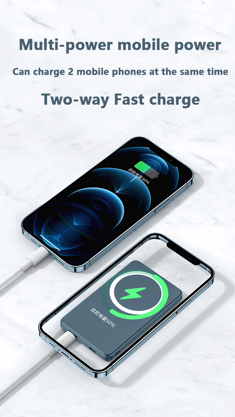 2021 NEW 10000mAh 15W Magnetic Wireless Power Bank Fast Charger For iPhone 13 12 Pro Max Mobile Phone External Auxiliary Battery wireless battery pack