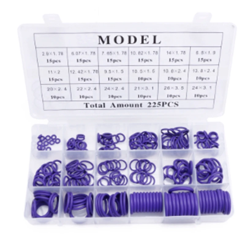 225pcs Seal O Ring R22 R134a Air Conditioning O Ring Rubber Washer Assortment Pl Car Accessories Air Conditioning Installation Aliexpress