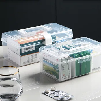 

Medicine Box Household Plastic Portable Storage Box Family Health Small Medicine Box Transparent Portable Organization