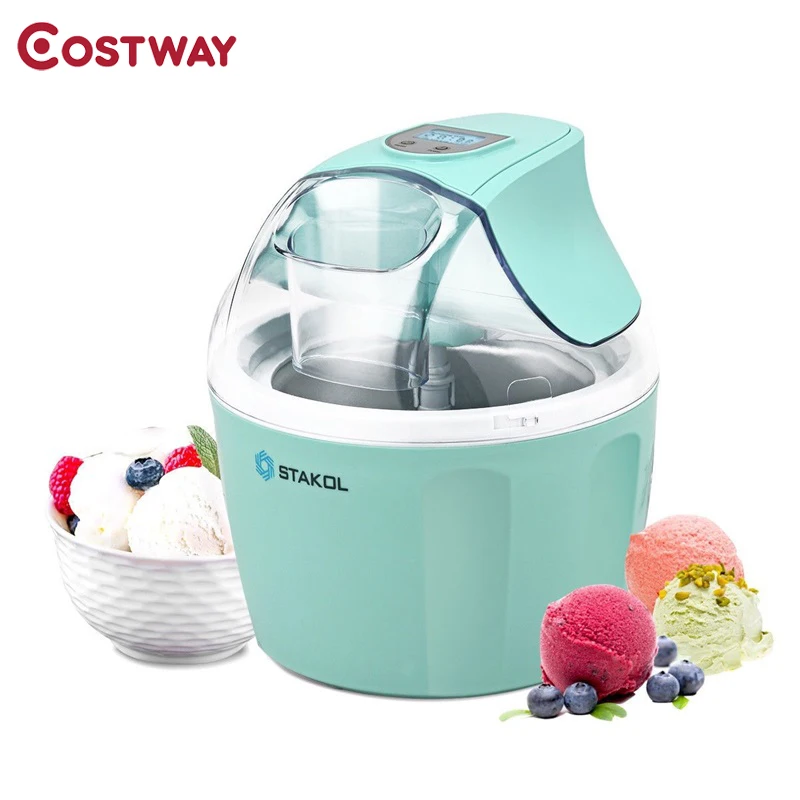 

Costway 1.5 Quart Automatic Ice Cream Maker Freezer Dessert Machine Green Pink User Manual with Recipes Detachable Bowl EP23817