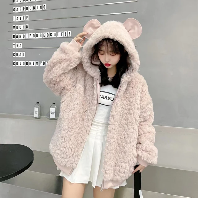 Winter Jacket Women Ear Hooded 