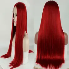 Bombshell огненный красный прямой синтетический 13*3 парик фронта шнурка термостойкие волокна волос естественные волосы Расставание для женщин парики