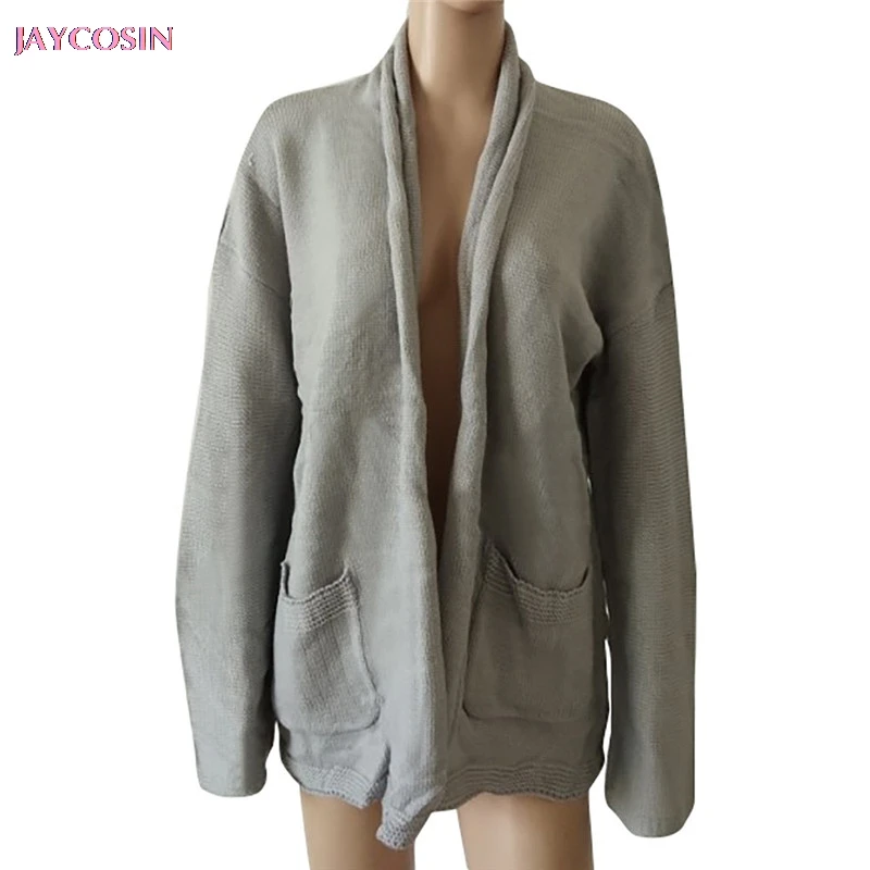 JAYCOSIN, свитер, кардиган, блузка, топы, Женский Вестен, карман, Однотонный свитер, вязаный, пеладжи, женское манто#0820