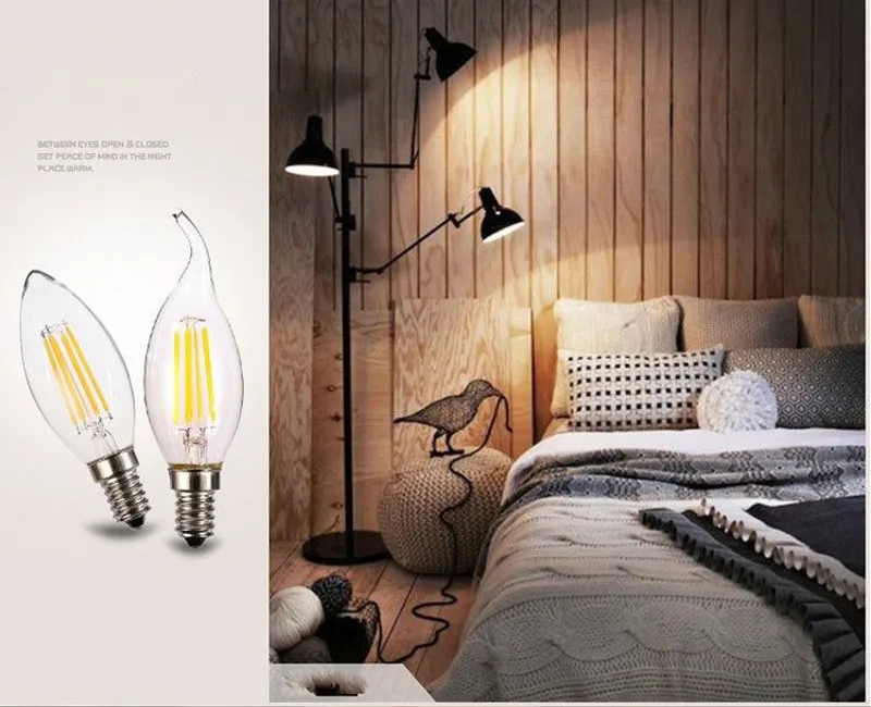 Hd03797b017054ddfaec77cb03a966626u 10pcs E14 LED Bulb AC220/240V, 4W, 6W Filament Candle Light C35, L35 Edison Bulb Retro Antique Vintage Style Cold White Warm White Mallzona