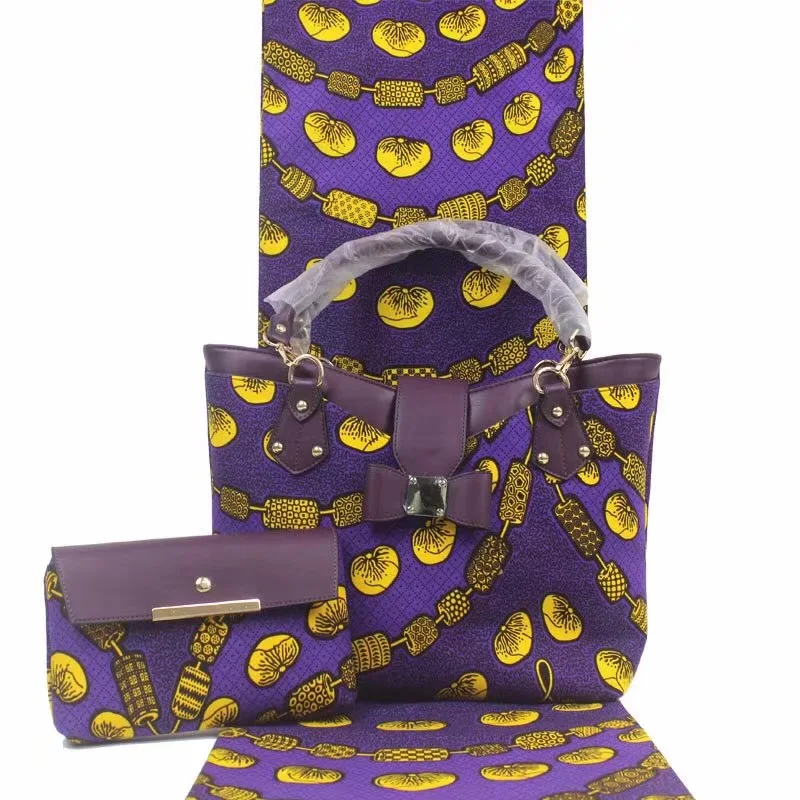 Хлопковая ткань африканская ткань Анкара ткань Африканская настоящая восковая печать 6 ярдов африканская вощеная ткань принтом с 2шт Женская сумочка TN-A13