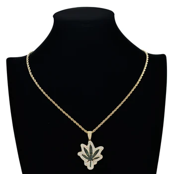 

Mens Maple Leaf Shape 18K Platinum Hip Hop Exquisite Pendant Necklace