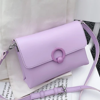 

Solid Color PU Leather Crossbody Bags For Women 2020 Chain Design Shoulder Messenger Handbags Summer Travel Flap Bag