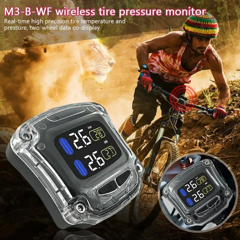 

CAREUD M3-B-WF Motorcycle TPMS Tire Pressure Monitor System with 2 Sensors