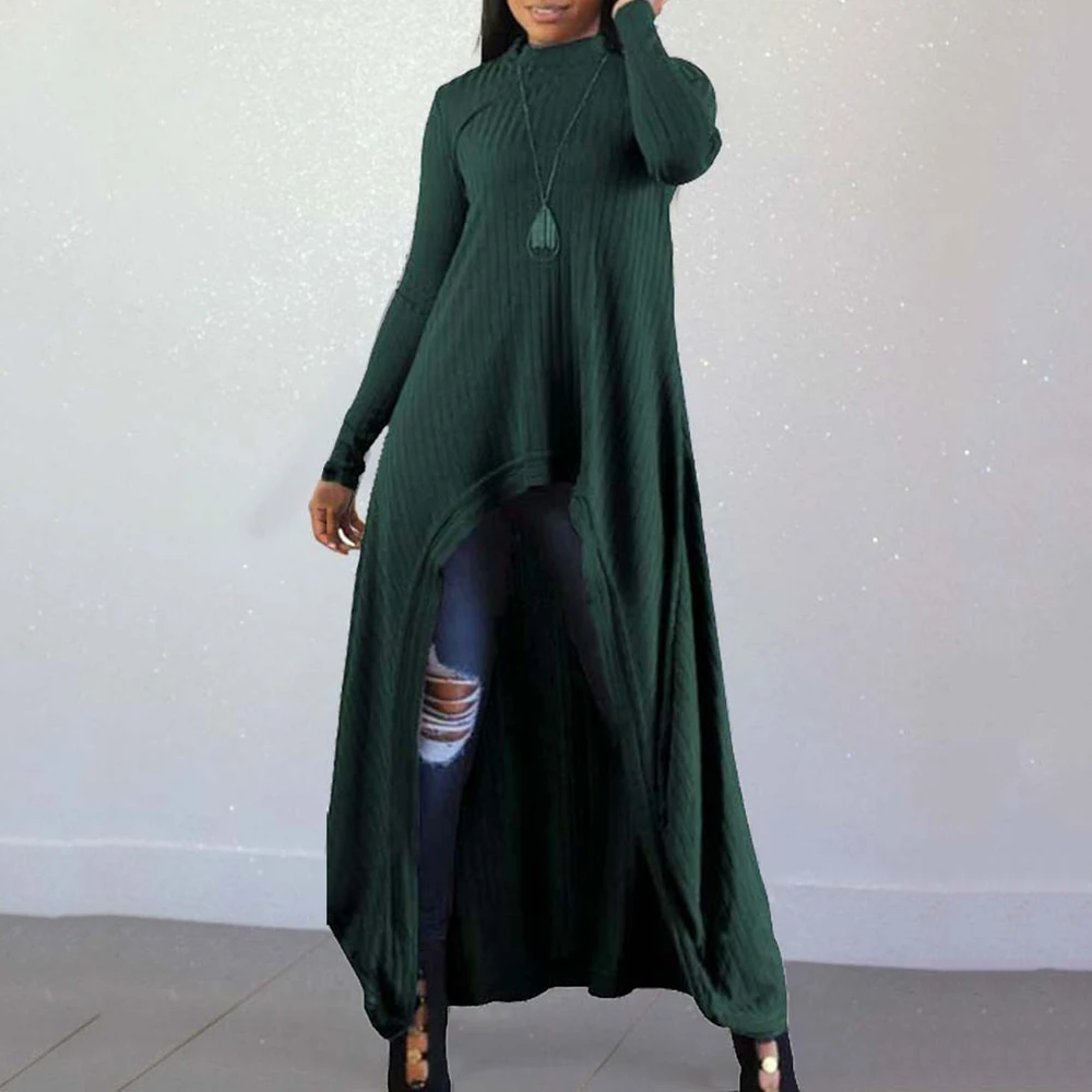 

Irregular High Low Spring Winter Knitted Party Dress Women Long Sleeve Casual Loose Long Maxi Sweater Dresses robe de soiree