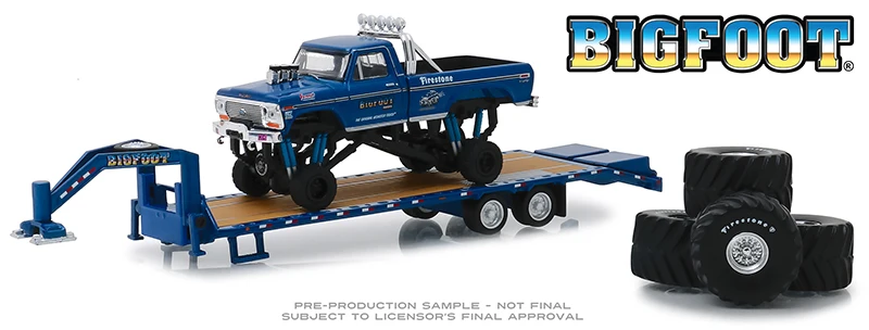 

GL 1:64 1974 FORD F-250 BIGFOOT #1 MONSTER TRUCK GOOSENECK TRAILER alloy model Car Diecast Metal Toys Birthday Gift For Kids Boy