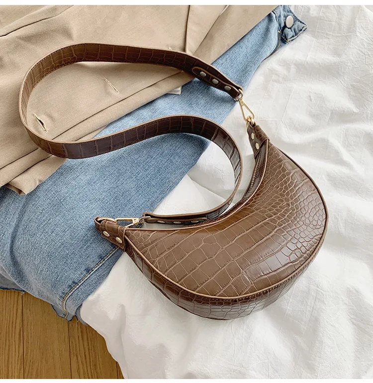 Дизайнерская сумка, седельная сумка для женщин, Дамская крокодиловая сумка из искусственной кожи, сумка через плечо, зимняя
