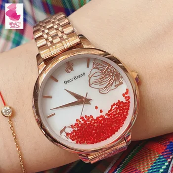

DACR new style fashionable women's steel strip watch temperament, flow sand dial, casual 100-lap watch tide