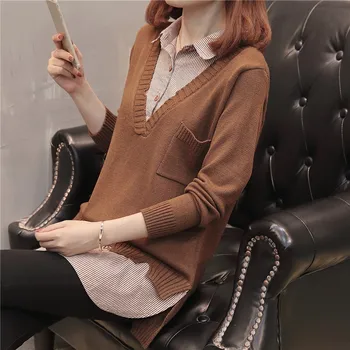 

9150 real shot new mid long split fake two piece knitwear 60-1f 9 rows 1 shelf