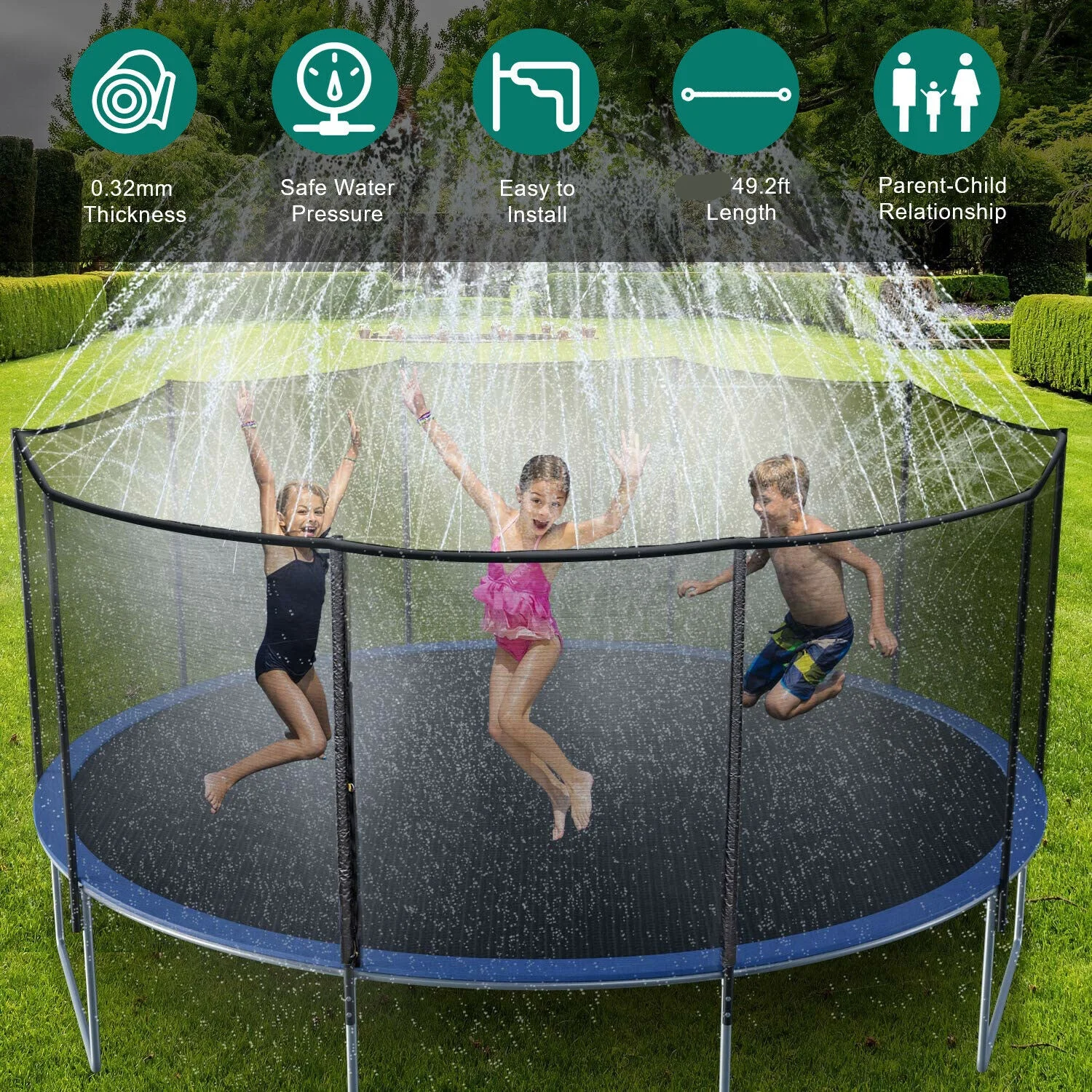 micro sprinkler kit 49 Ft Trampoline Sprinkler for Kids Outdoor Water Sprinkler Accessories for Garden Jump Water Play Trampoline Shower Summer Game drip kit for garden