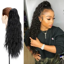 

Fellissy Synthetic False Attached Ponytail Long Kinky Curly Extra Hair Clip Extensions African For Afro Woman Pigtail Pure Tail