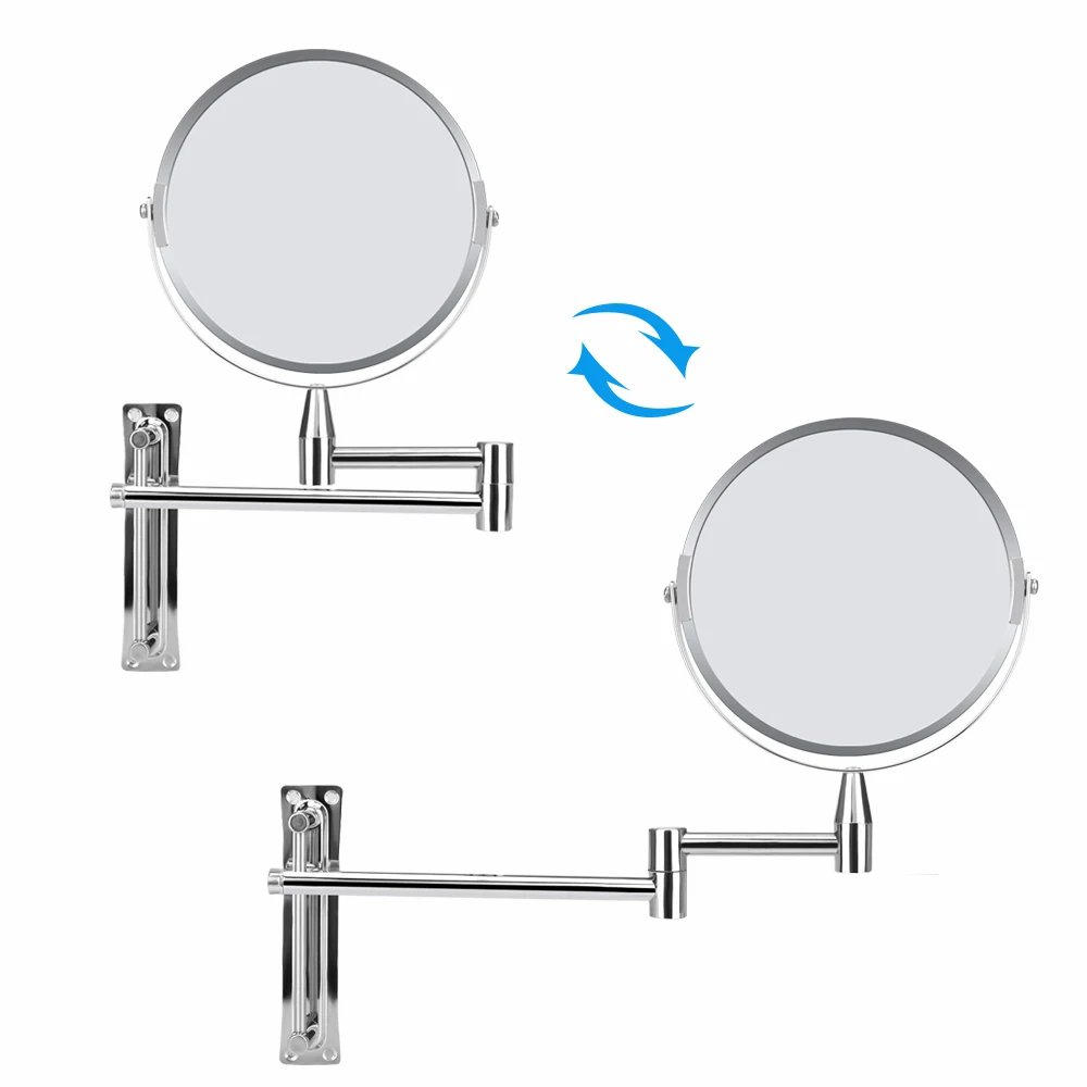 Косметическое двухстороннее 1x 5x Увеличительное Зеркало хромированное круглое настенное косметическое зеркало складное туалетное зеркало для ванной комнаты