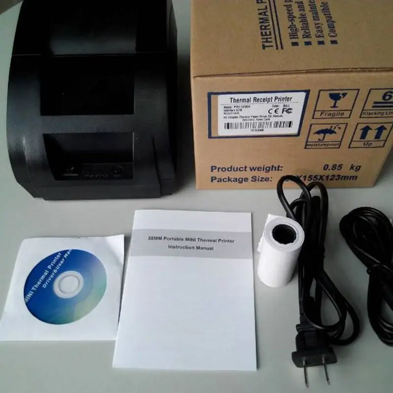 USB ЕС Plug-in термопринтер 58 мм портативный принтер для этикеток с ESC/POS D08B