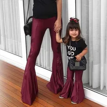 Лидер продаж, одежда для маленьких девочек штаны с оборками темно-бордовые детские штаны с колокольчиками одинаковые комплекты для мамы и детей подарок на день матери, летняя одежда