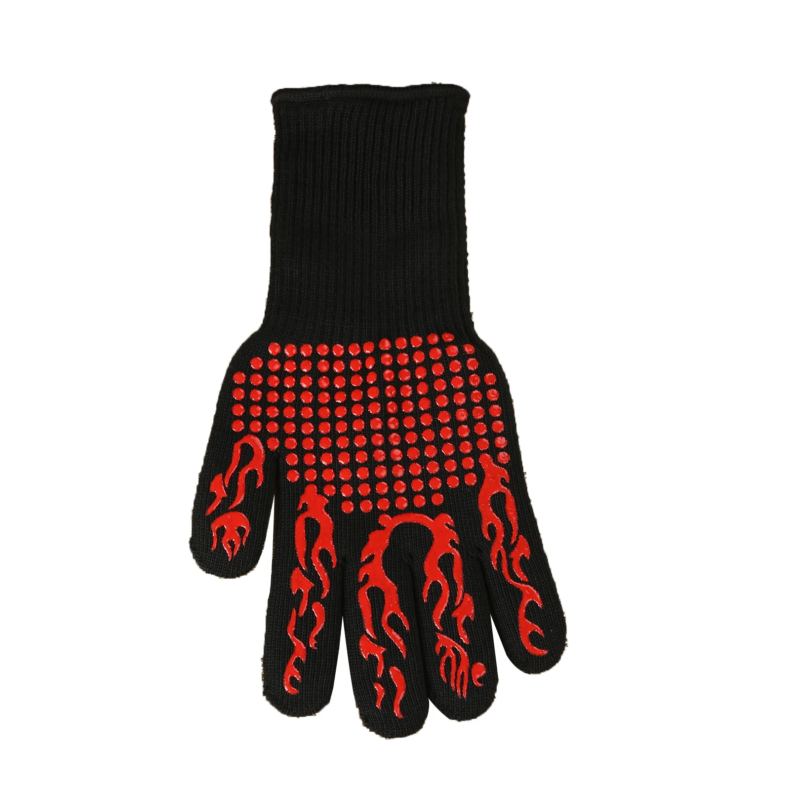 1/2pcs Barbecue BBQ Oven Mitts Baking Glove Extreme Aramid Safety Gloves Heat Resistant Multi-Purpose Grilling Cooking Druable - Цвет: 1pc red torch