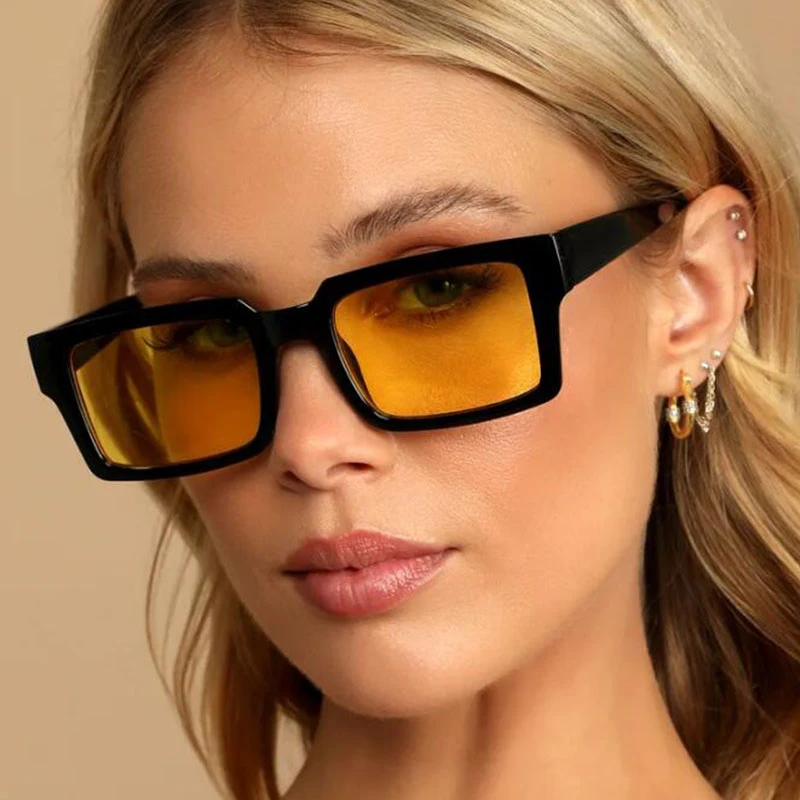 Yellow Lens Small Women Sunglasses Fashion Brand Designer Rectangle Shades  UV Simply Square Glasses Men Oculos Masculino|Women's Sunglasses| -  AliExpress