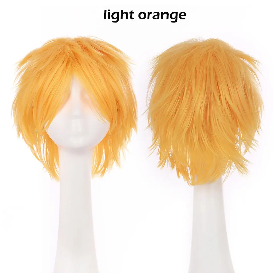 S-noilite черный белый фиолетовый красный короткие волосы косплей парик 12 дюймов высокая температура волокна синтетические волосы парики аниме парик унисекс - Цвет: light orange